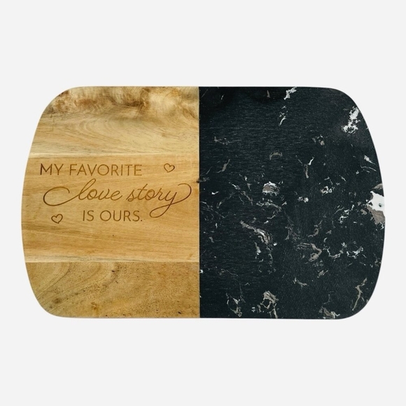 Wooden Slate Cheese Board Set with Cheese Knives My Favorite Love Story Is Ours - Picture 3 of 4